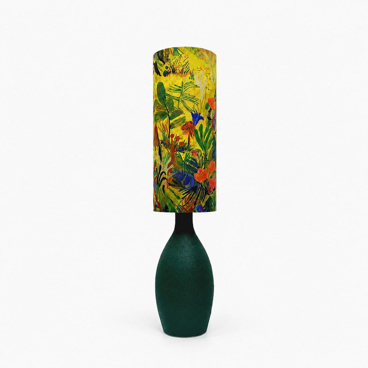 Lámpara de mesa de cerámica Zinara – con pantalla floral amarilla y verde