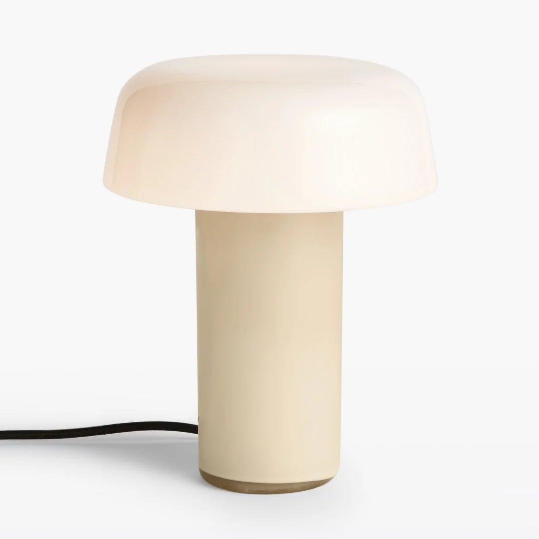 Lámpara de mesa seta de vidrio Feluna – versión arena con cúpula de vidrio opal