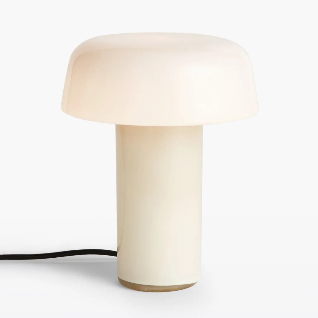 Lámpara de mesa seta de vidrio Feluna – versión crema con cúpula de vidrio opal