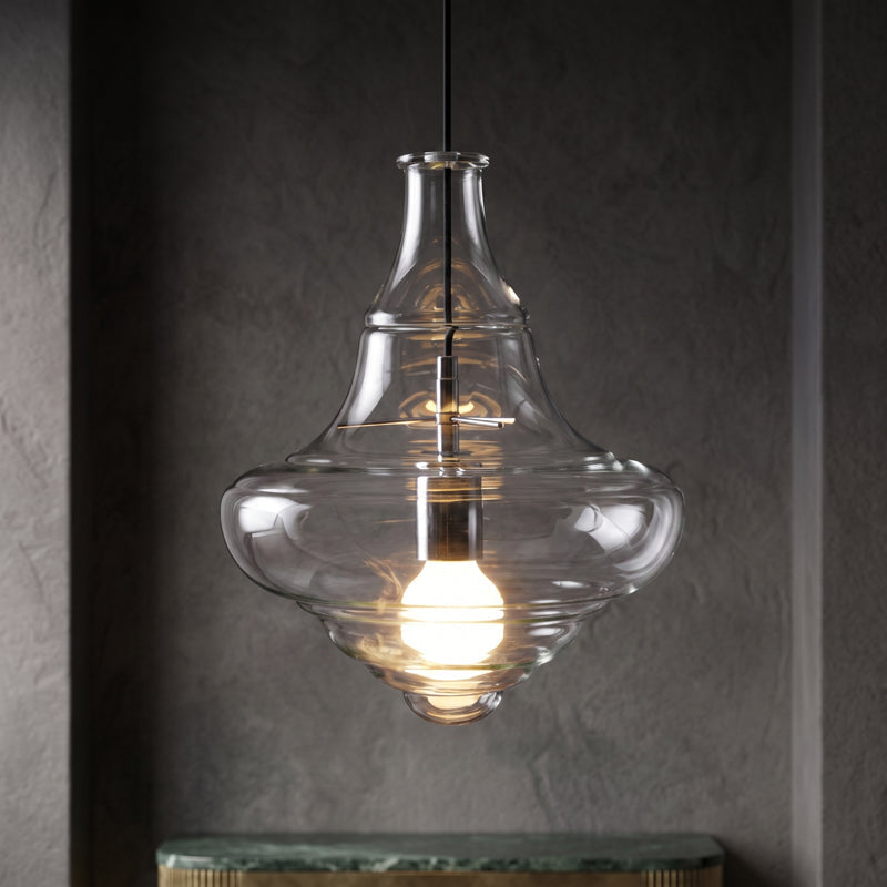Lámpara colgante de cristal Fluvia sobre una mesa de comedor – imagen 25