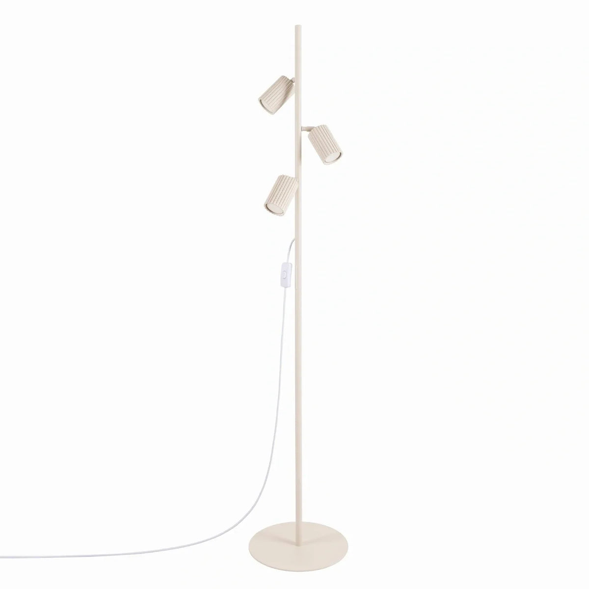 Lámpara de pie con tres focos orientables Kolira – en beige
