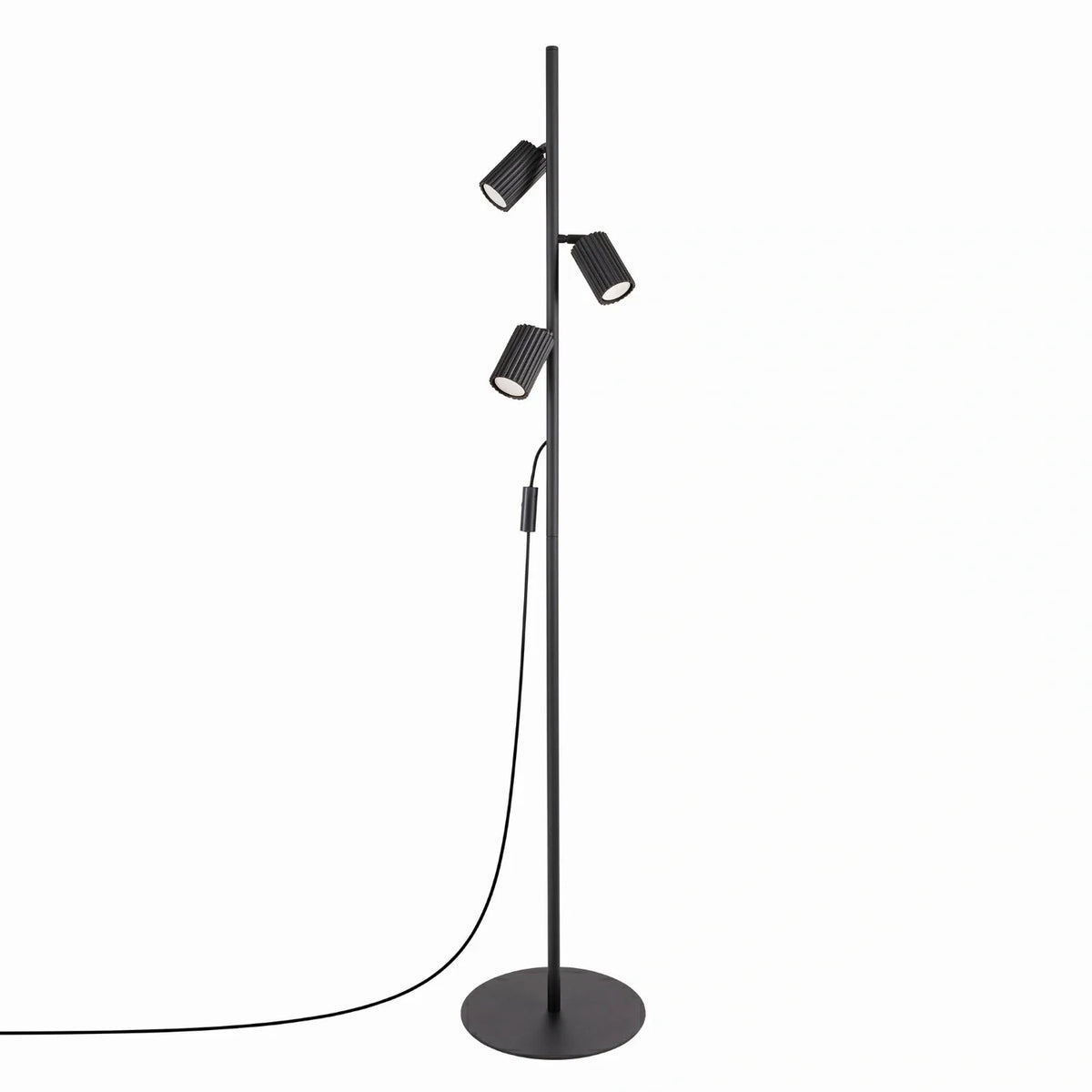 Lámpara de pie con tres focos orientables Kolira – en negro