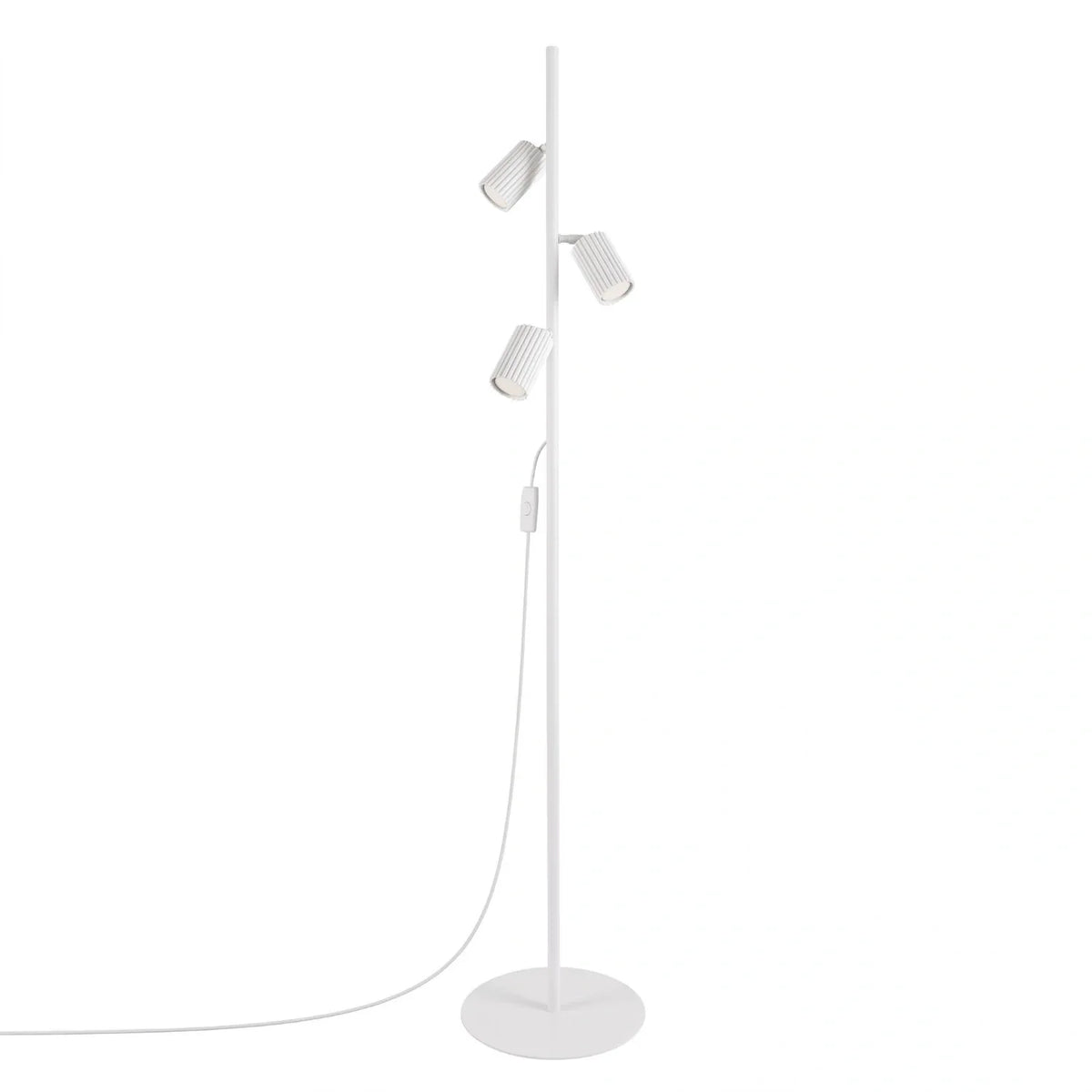 Lámpara de pie con tres focos orientables Kolira – en blanco