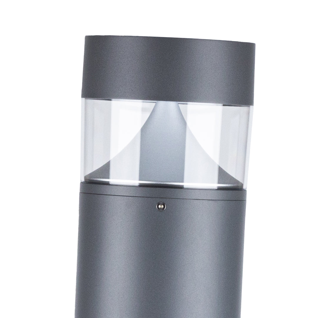 Baliza de jardín LED Olbera – detalle del remate plano y el difusor
