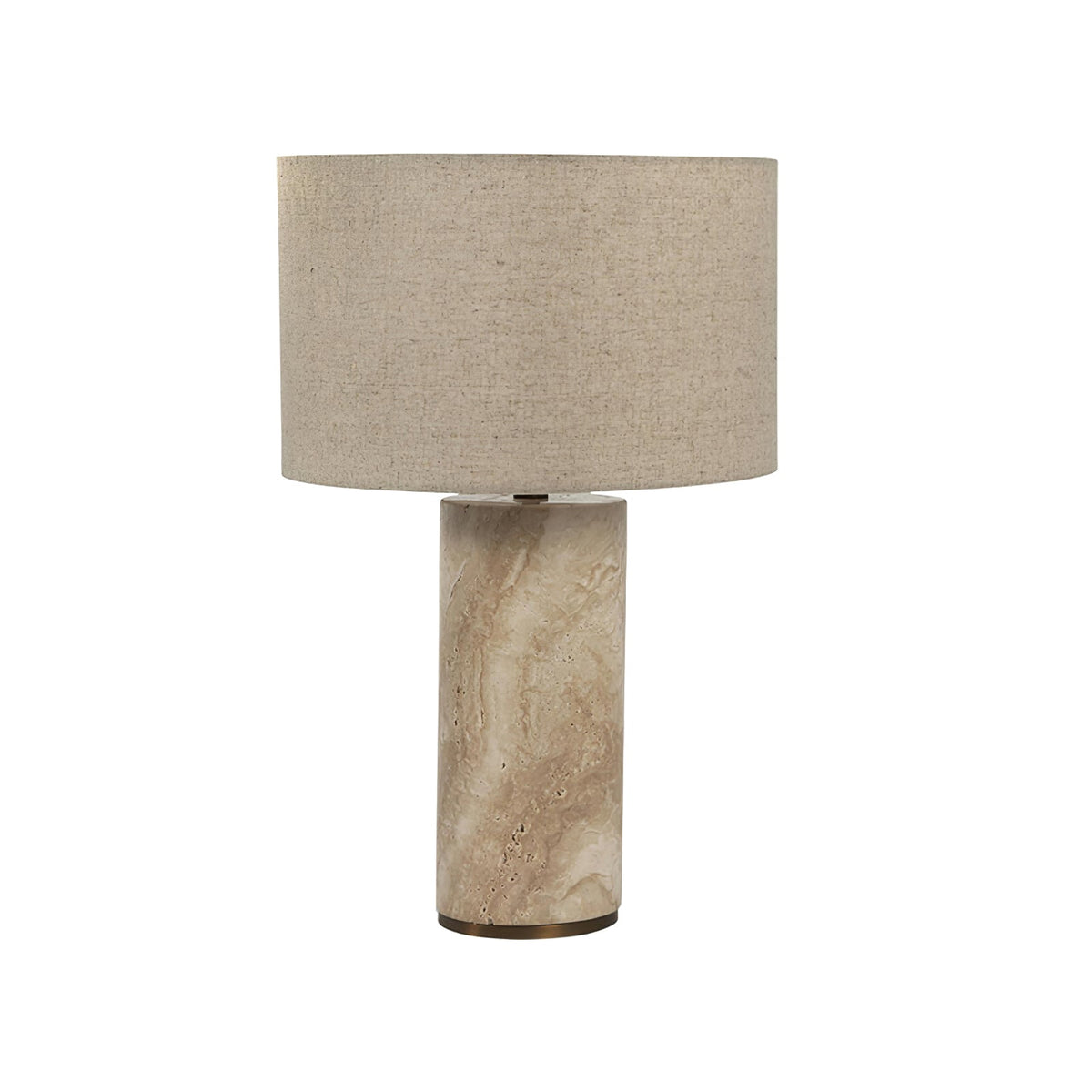 Lámpara de mesa de travertino con pantalla beige Hontera – pantalla de tela beige, vista frontal