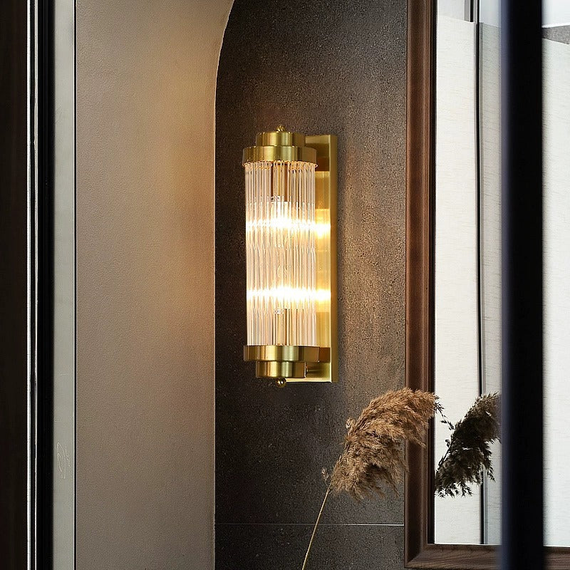 Brillanza - Elegante Lámpara de Pared Dorado Vidrio 40W