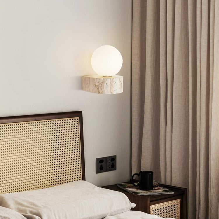 Lunara - Lámpara de Pared LED en Piedra Natural y Vidrio
