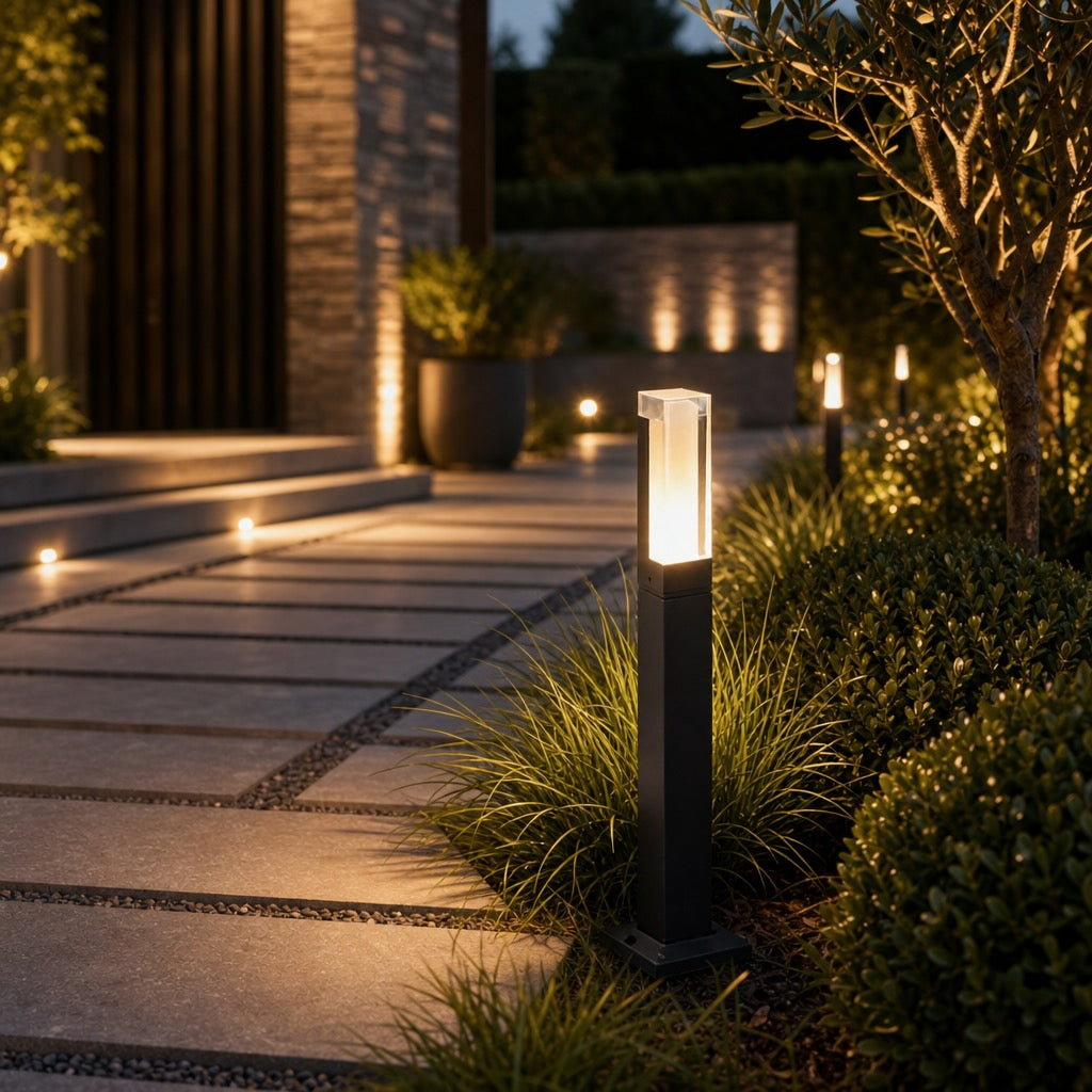 Baliza de jardín LED Ikora – detalle del cabezal LED