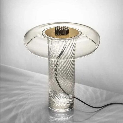 Ilusa - Lámpara de Mesa de Cristal con Columna en Espiral