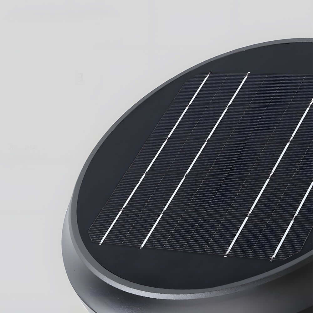 Farola solar de jardín Iranza – detalle del panel solar del cabezal