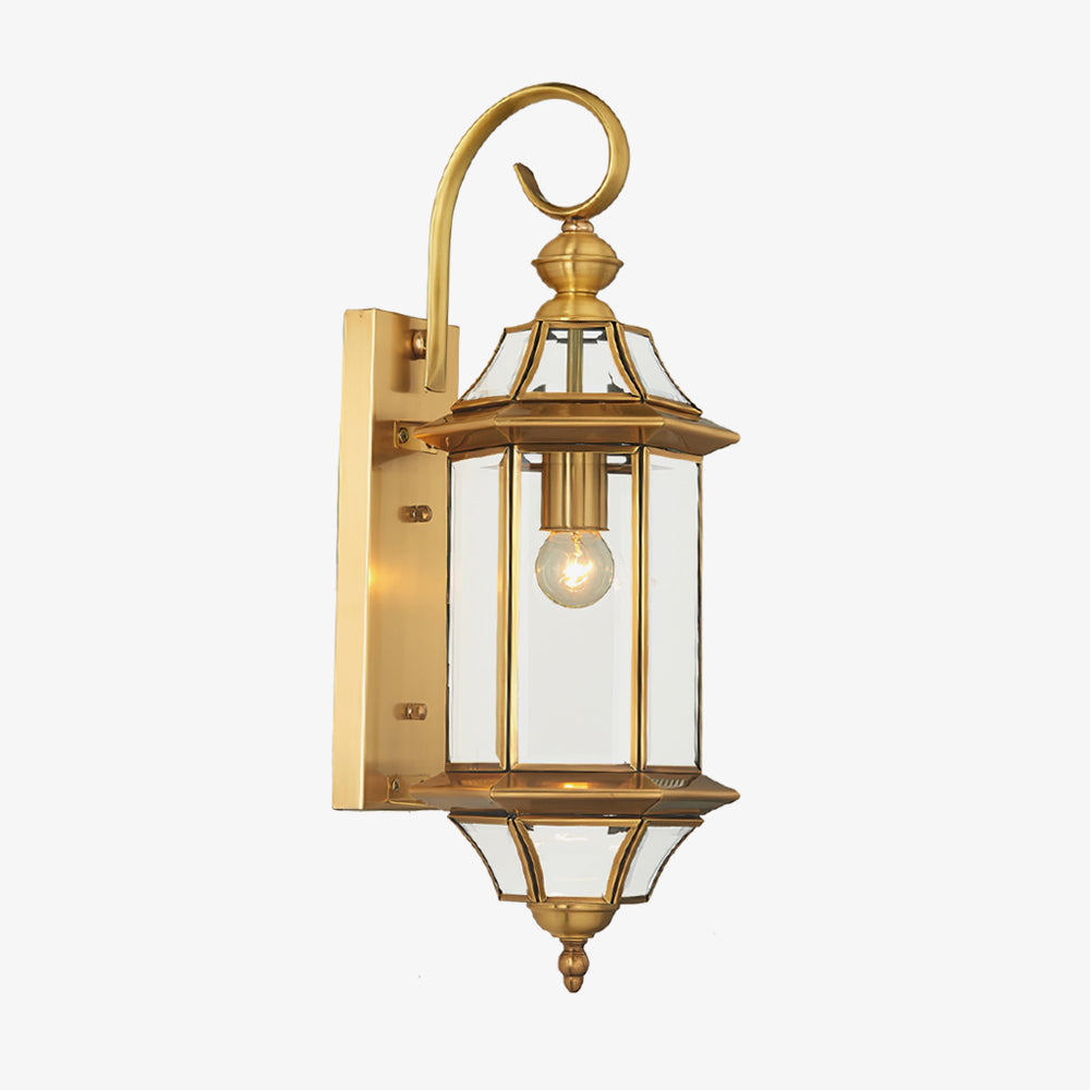 Jaroda - Farol de Pared Exterior de Latón y Cristal Estilo Clásico