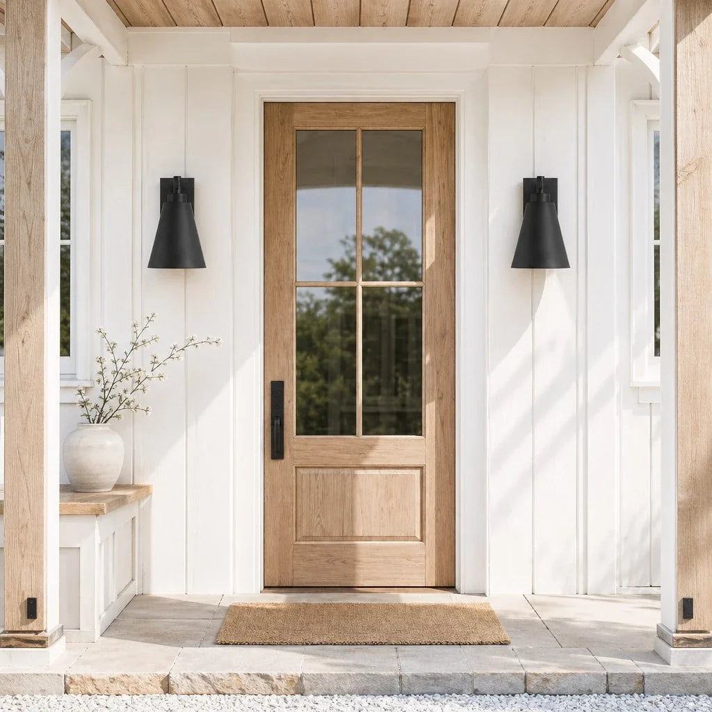Aplique de pared exterior Jodela – negro mate a ambos lados de la puerta