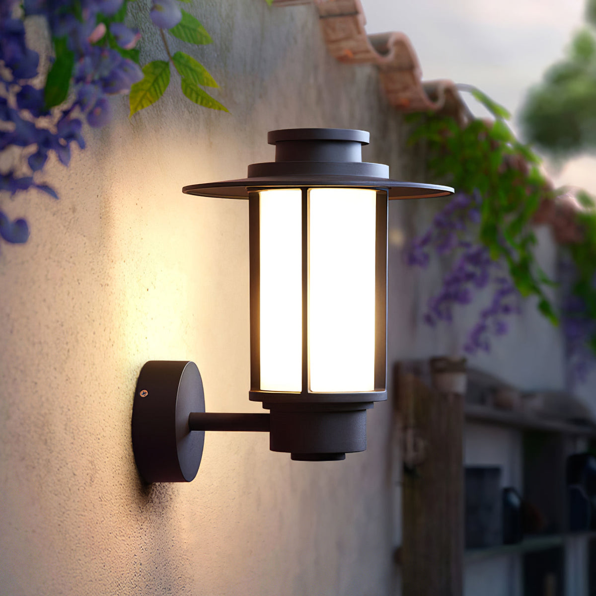Kabela - Aplique de Pared Exterior Retro con Cilindro Opal Marrón