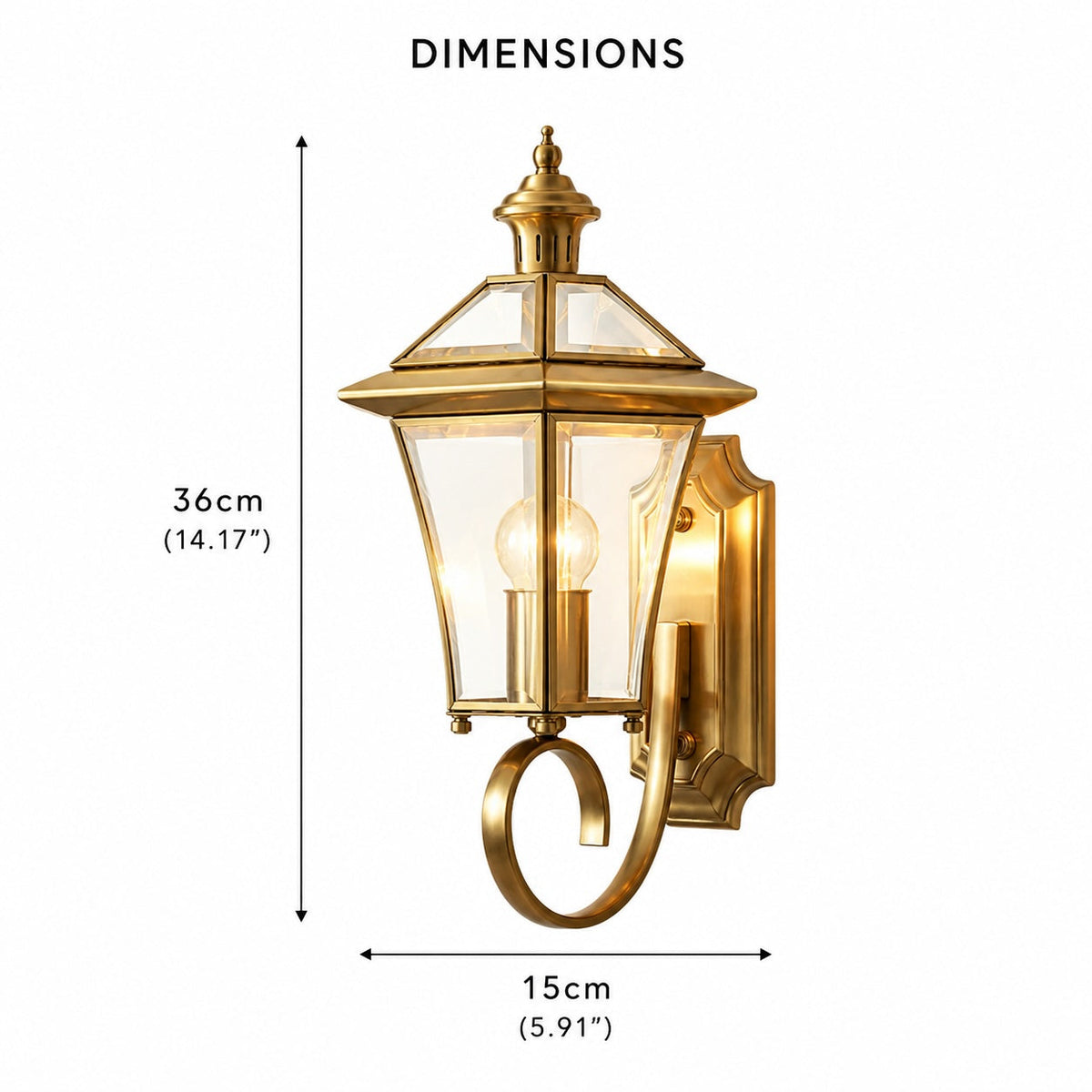 Farol de pared exterior Karela – medidas en cm