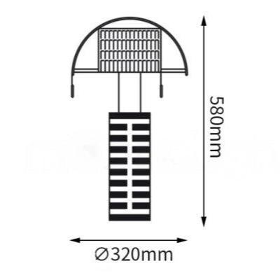 Lámpara de mesa a rayas Kovela – medidas Ø 32 × 58 cm