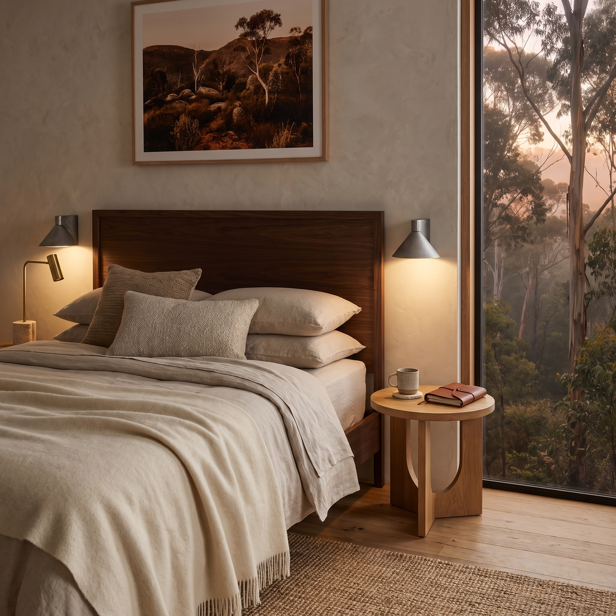 Aplique de pared LED Xaferra de hierro forjado en un interior cálido – imagen 6