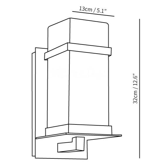 Aplique de pared exterior Lacira – medidas del tamaño de 32 cm