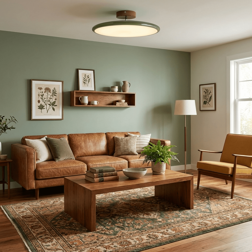 Lámpara de techo orientable Vaivén en un salón de estilo cálido – imagen 8
