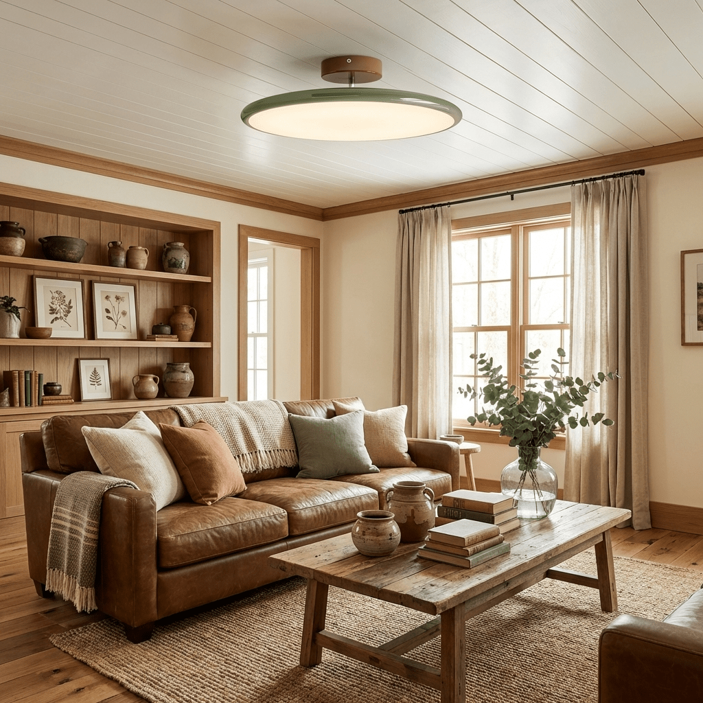 Lámpara de techo orientable Vaivén en un salón de estilo cálido – imagen 10