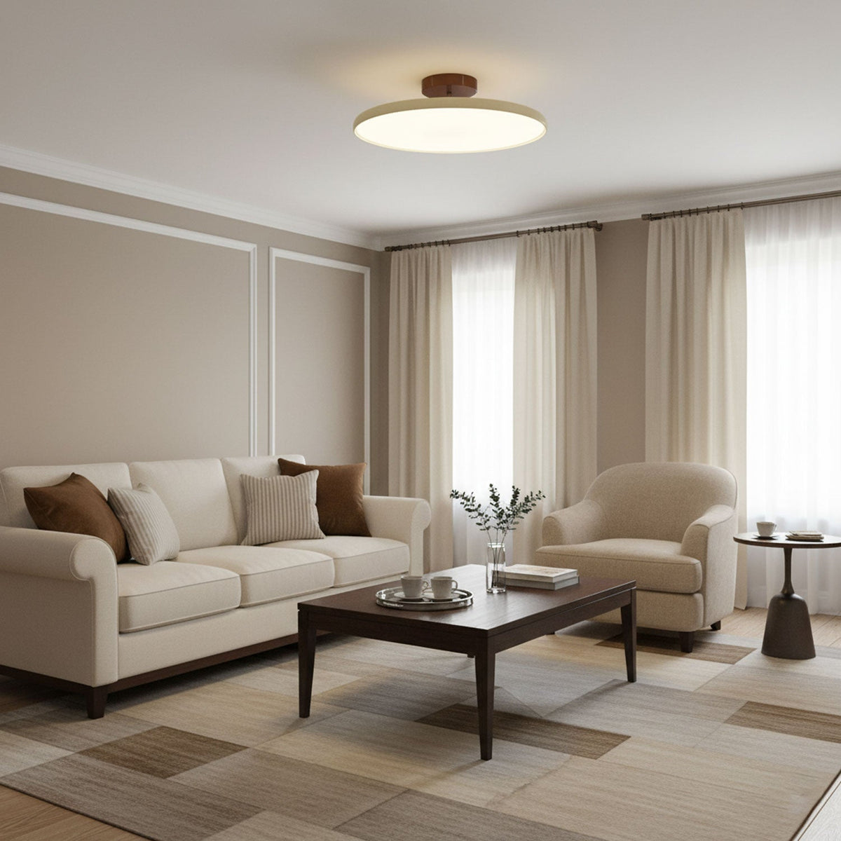 Lámpara de techo orientable Vaivén en un salón de estilo cálido – imagen 13