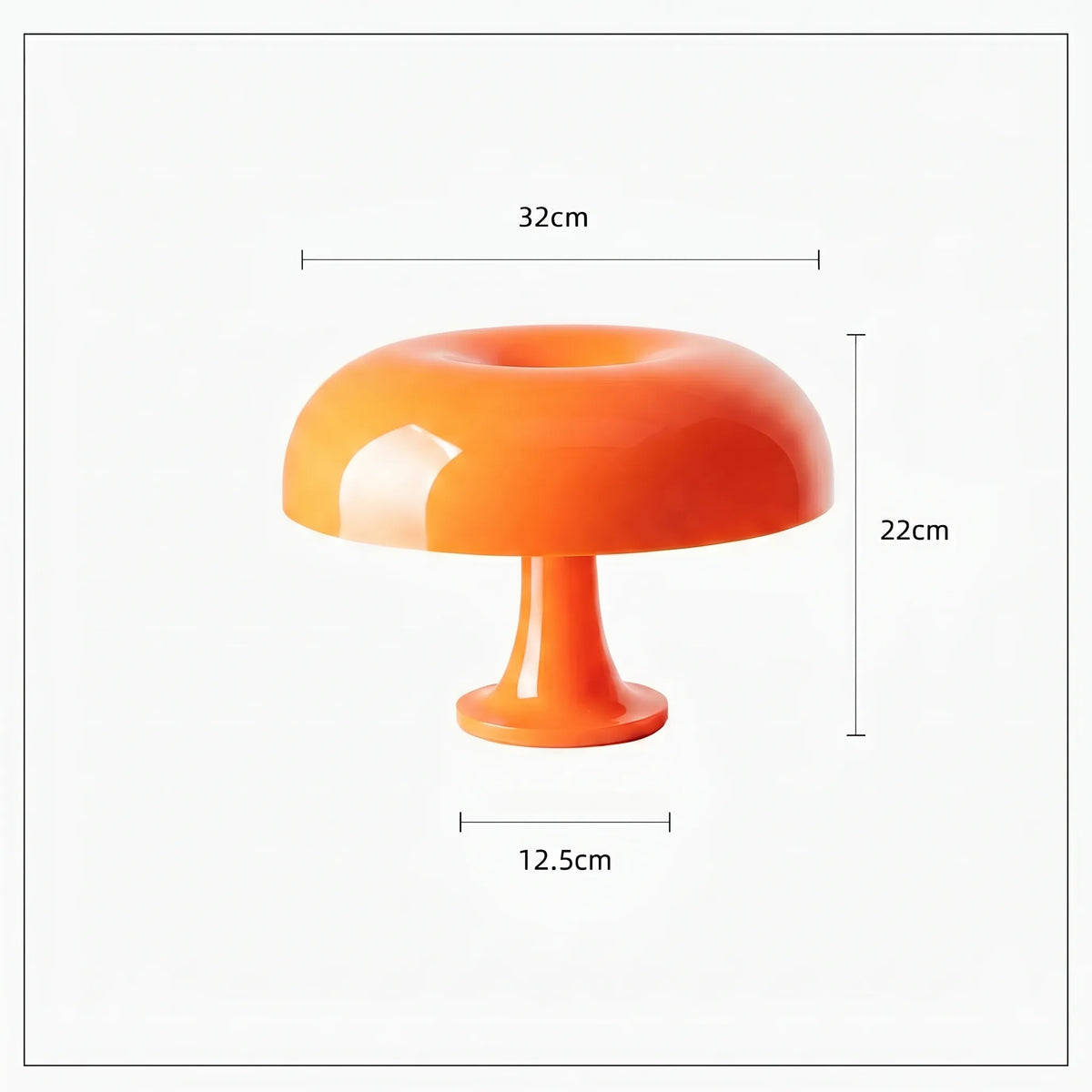 Lámpara de mesa seta retro Rosqueta – en naranja con medidas