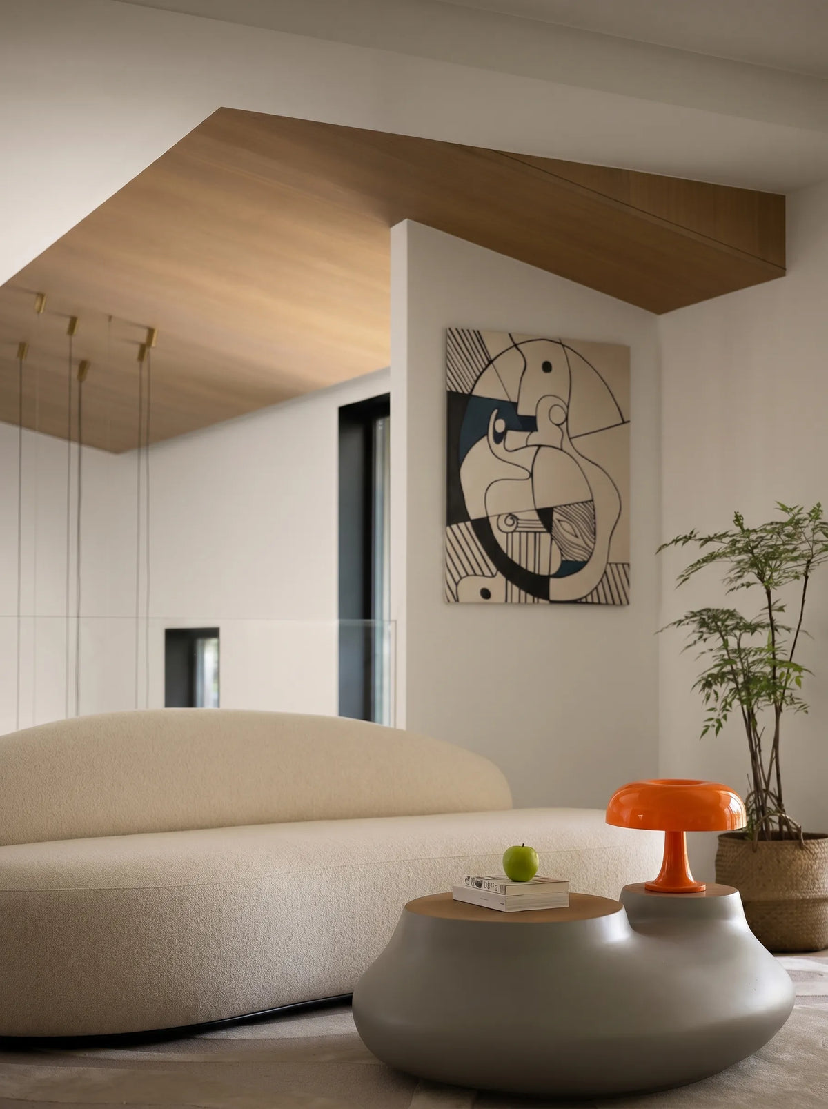 Lámpara de mesa seta retro Rosqueta en un salón luminoso – imagen 6