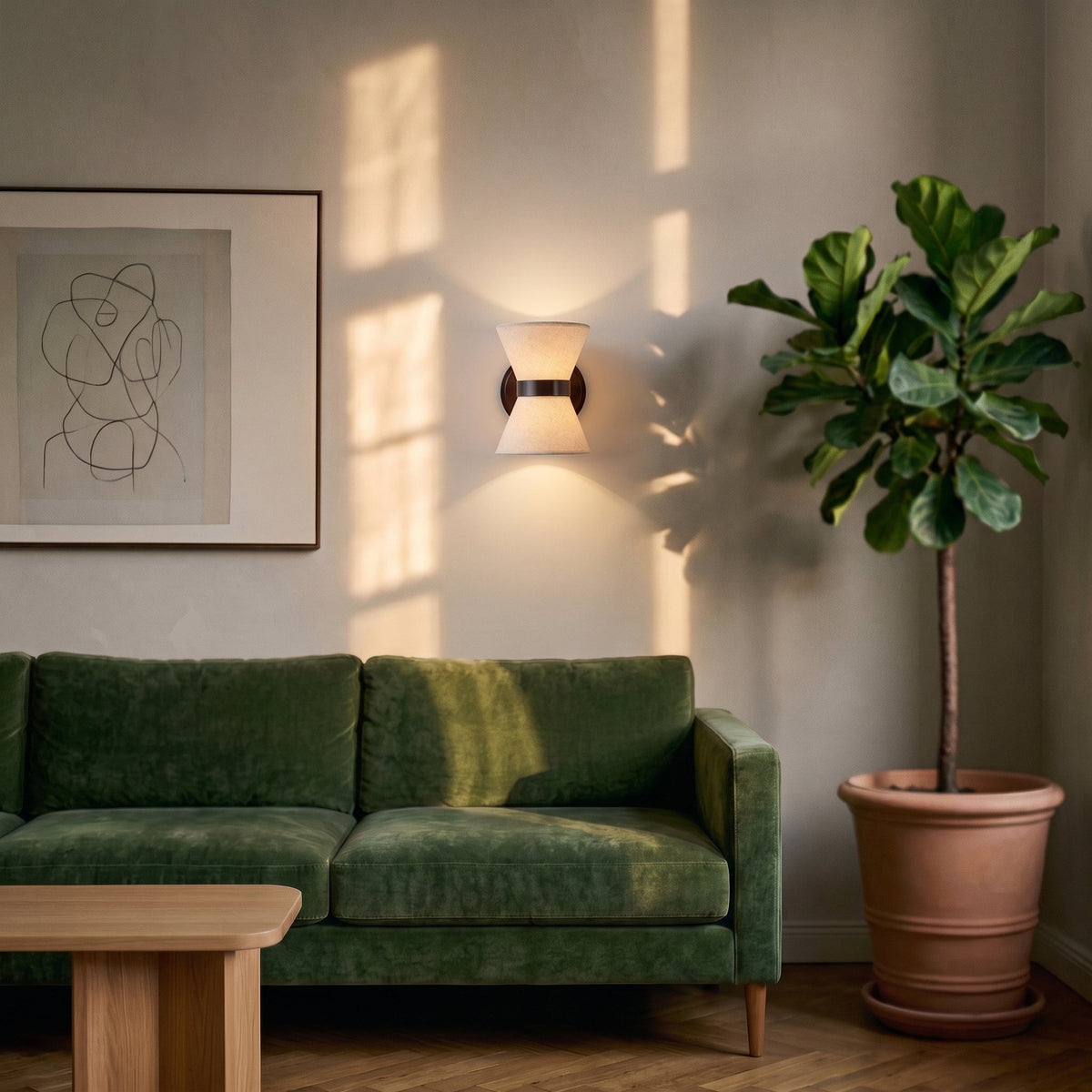 Aplique de pared de tela Jaruna en un dormitorio acogedor – imagen 3