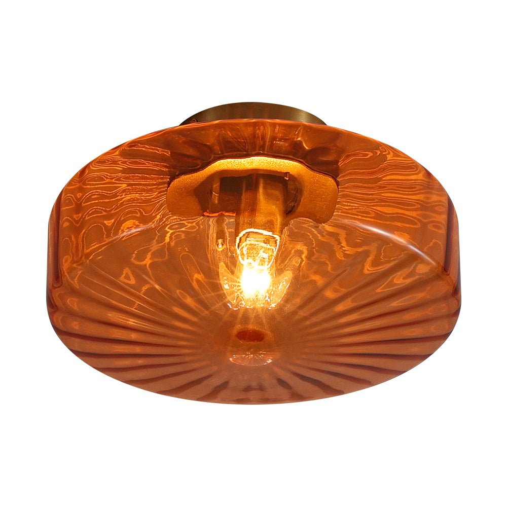 Lámpara de techo de cristal estriado Melara – cristal ámbar
