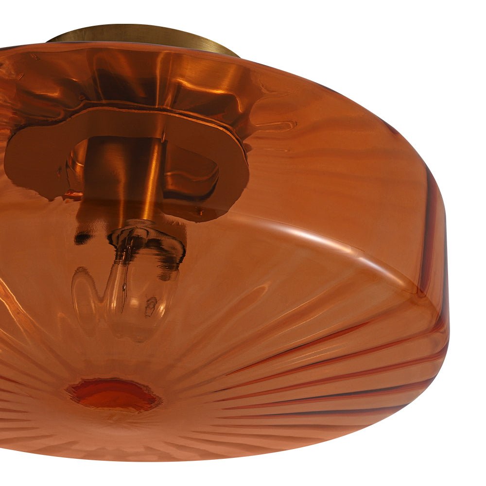 Lámpara de techo de cristal estriado Melara – cristal ámbar