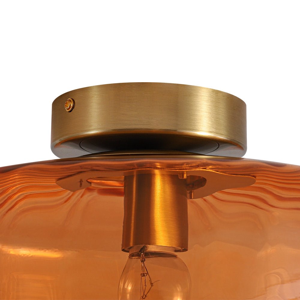 Lámpara de techo de cristal estriado Melara – cristal ámbar