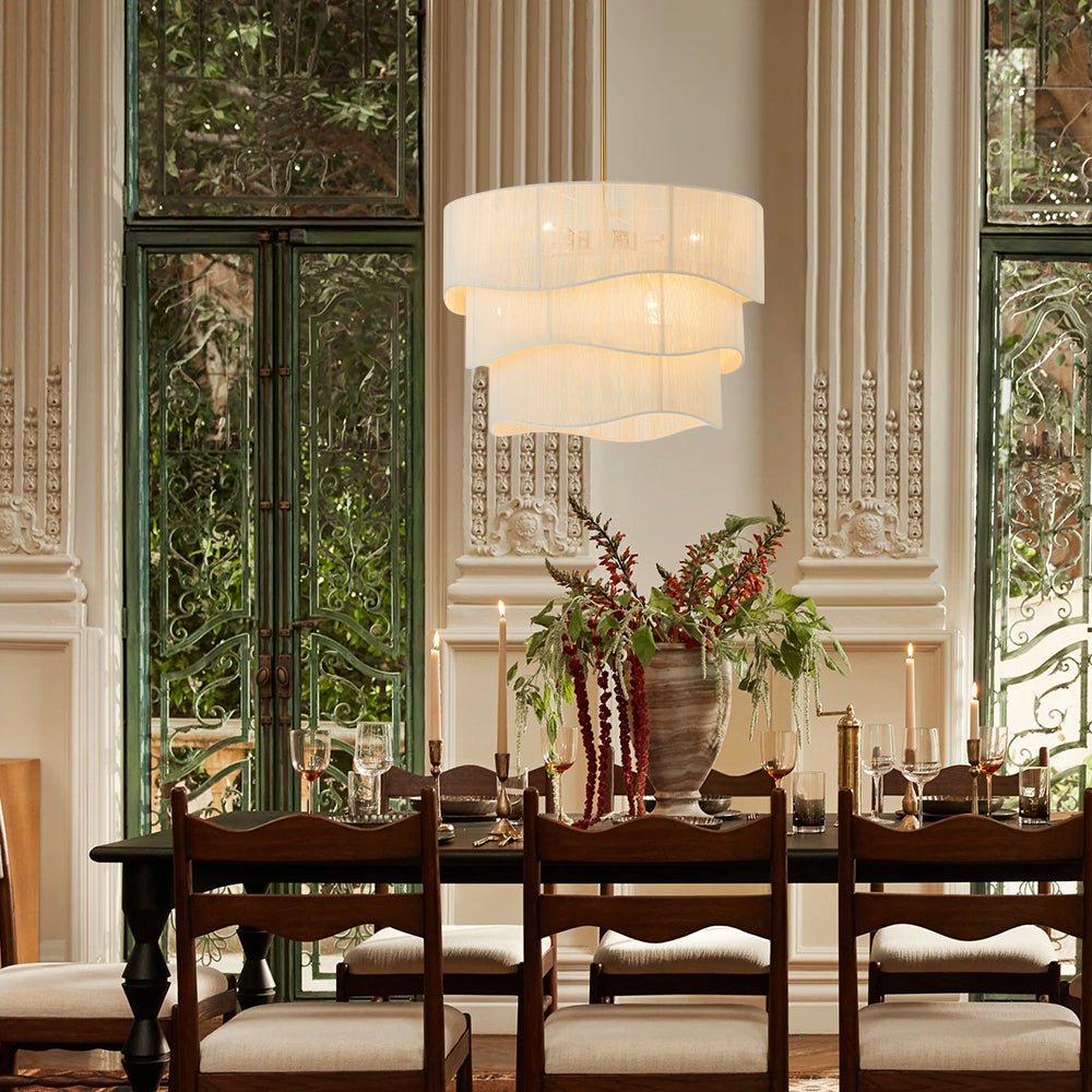 Lámpara colgante de hilo tejido Trenzela en un comedor de estilo boho – imagen 4
