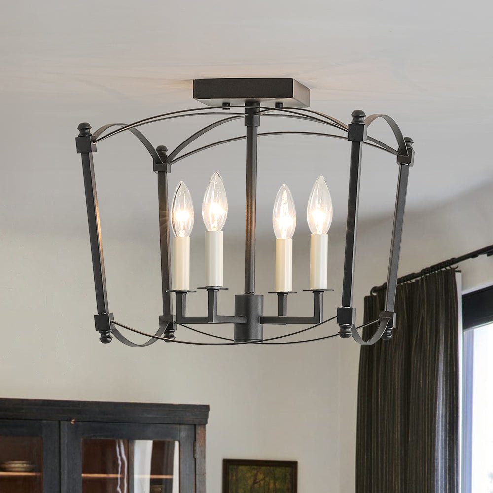 Lámpara de techo farol Torrela – negro mate