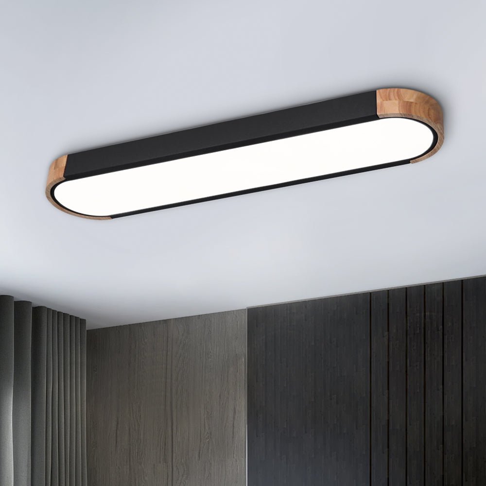 Plafón LED ovalado Hayela – negro, luz fría