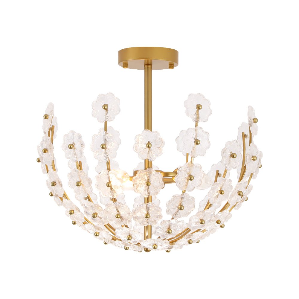 Lámpara de techo con flores de cristal Rosela en un dormitorio de estilo francés – imagen 13