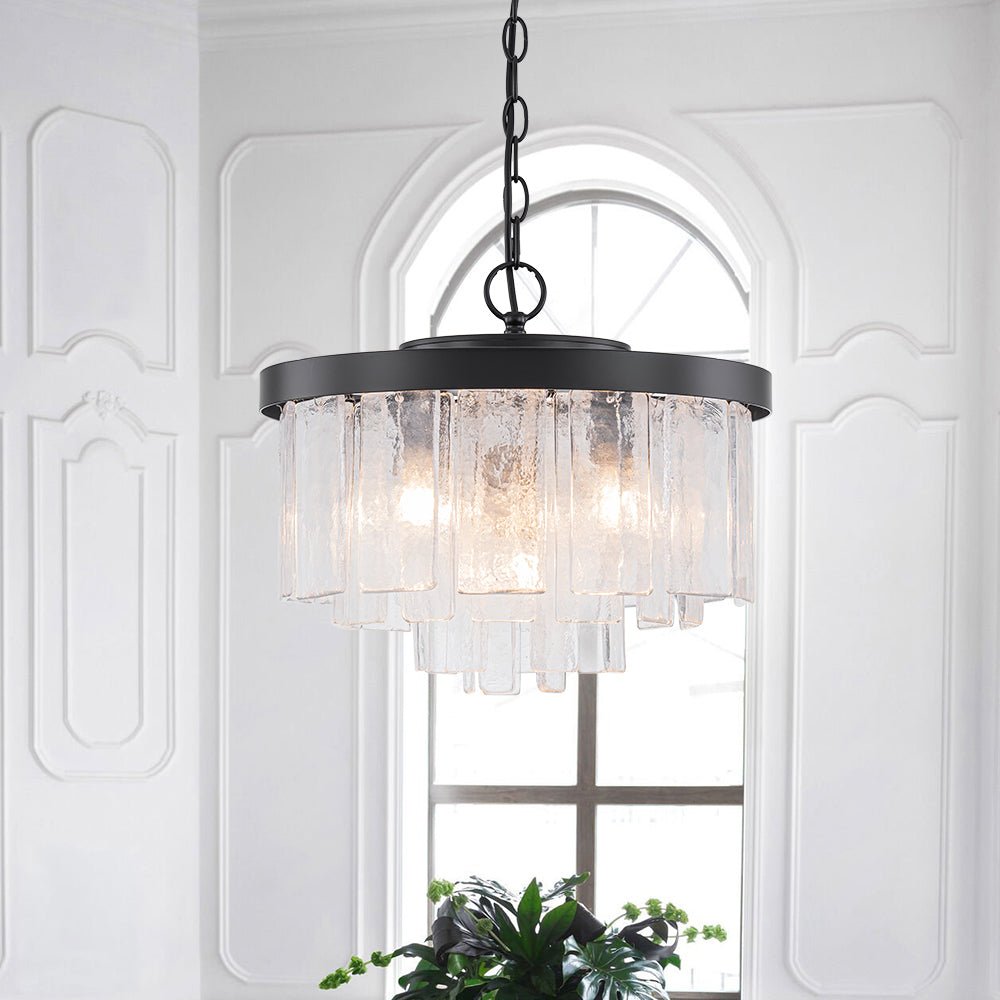 Lámpara de techo de cristal martillado Lluvela – negro