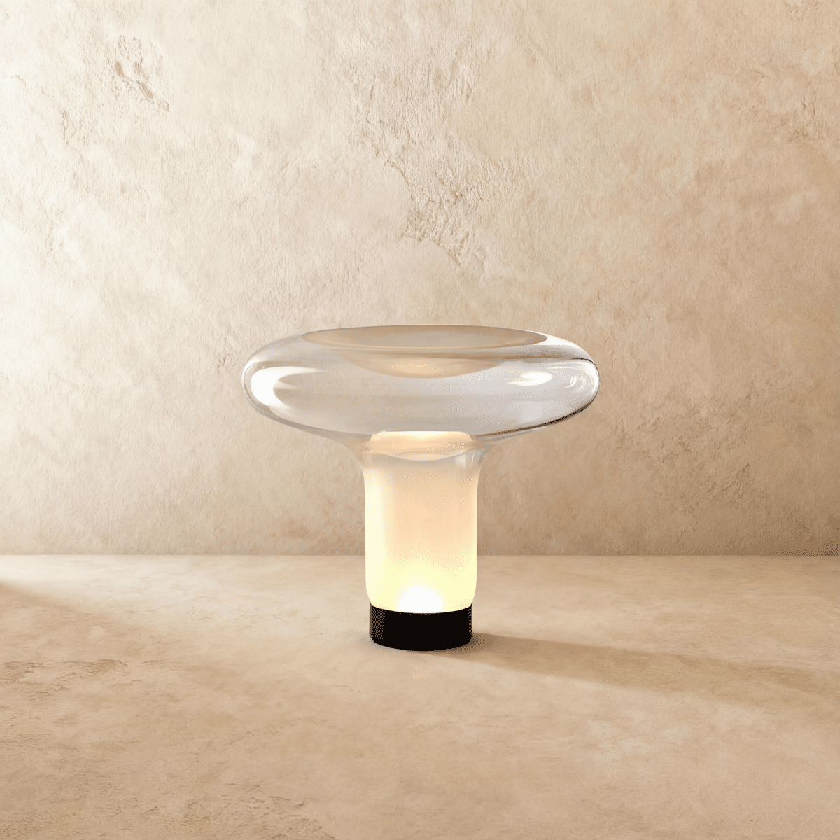 Vitrosa - Lámpara de Mesa Seta de Cristal Soplado con Base Negra