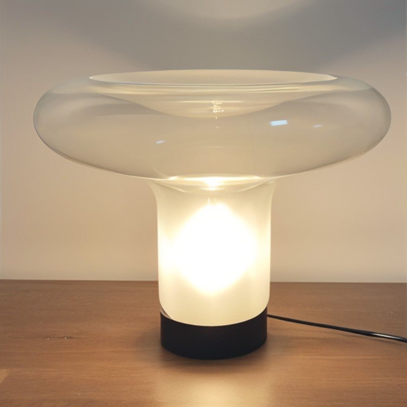 Lámpara de mesa de cristal Vitrosa – detalle de la luz a través del cristal esmerilado