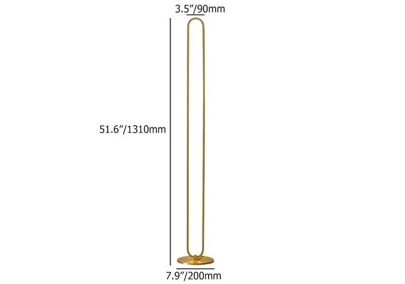 Lámpara de pie LED lineal de latón Yunela – dibujo con medidas