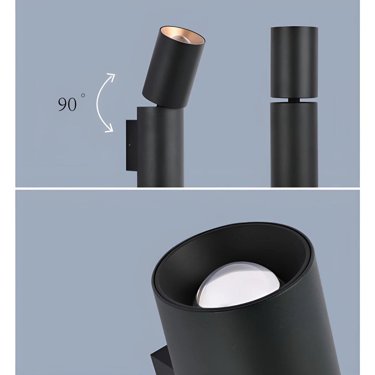 Aplique de pared exterior Mecira – cabezal orientable 90 grados