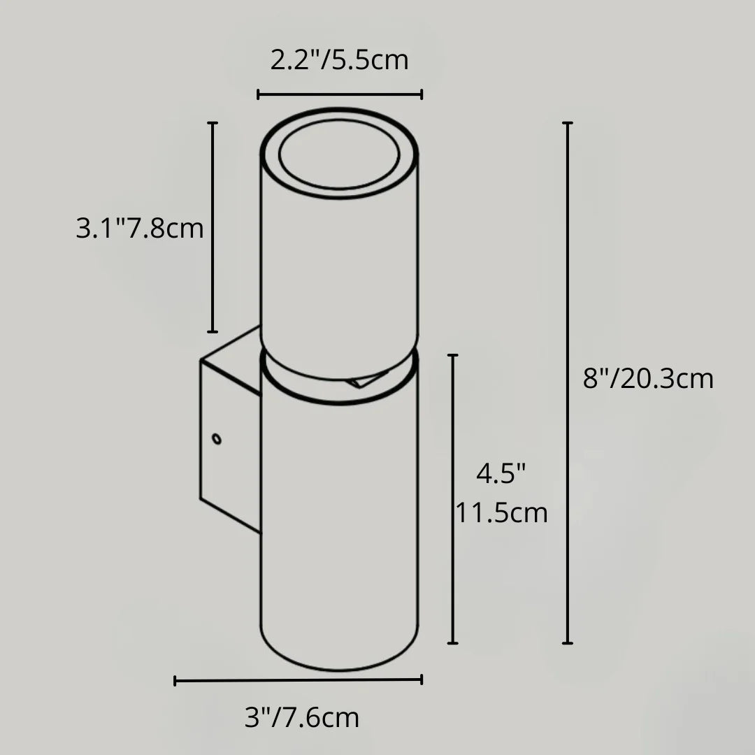 Aplique de pared exterior Mecira – medidas del aplique