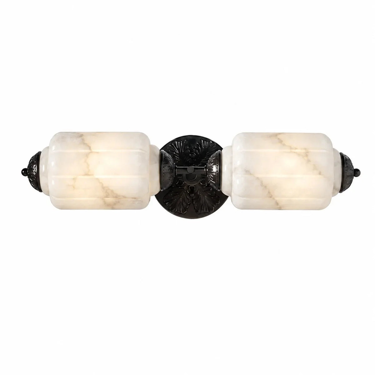 Aplique de pared art déco Odeta – alabastro y negro