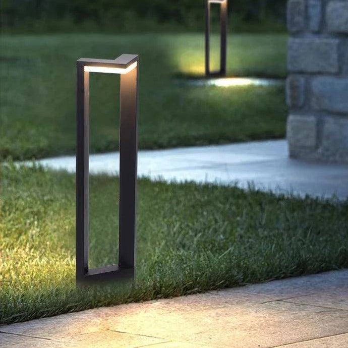 Jusenda - Baliza de Jardín LED con Marco Abierto Angular Metal Negro