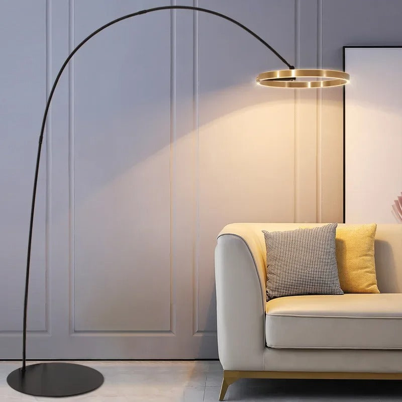 Lámpara de pie arco LED Pamira con aro de luz – vista principal