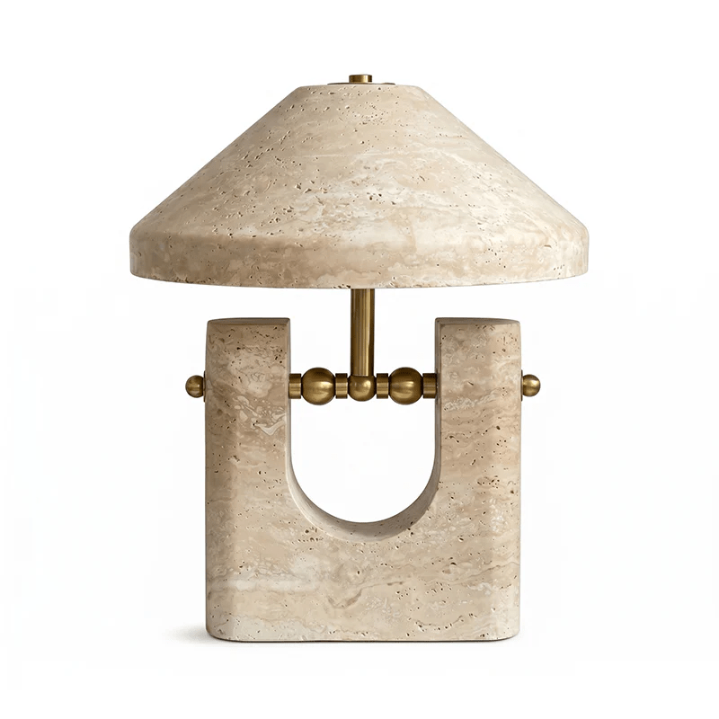 Lámpara de mesa de travertino Mavera – tamaño Ø 35 × 43 cm