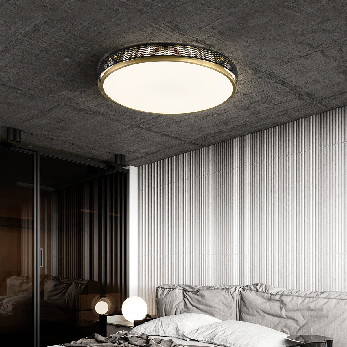 Plafón LED de techo Brunela en un dormitorio moderno – imagen 3