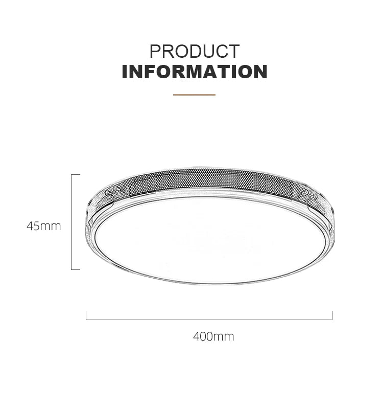 Plafón LED de techo Brunela – medidas Ø 40 × 4,5 cm