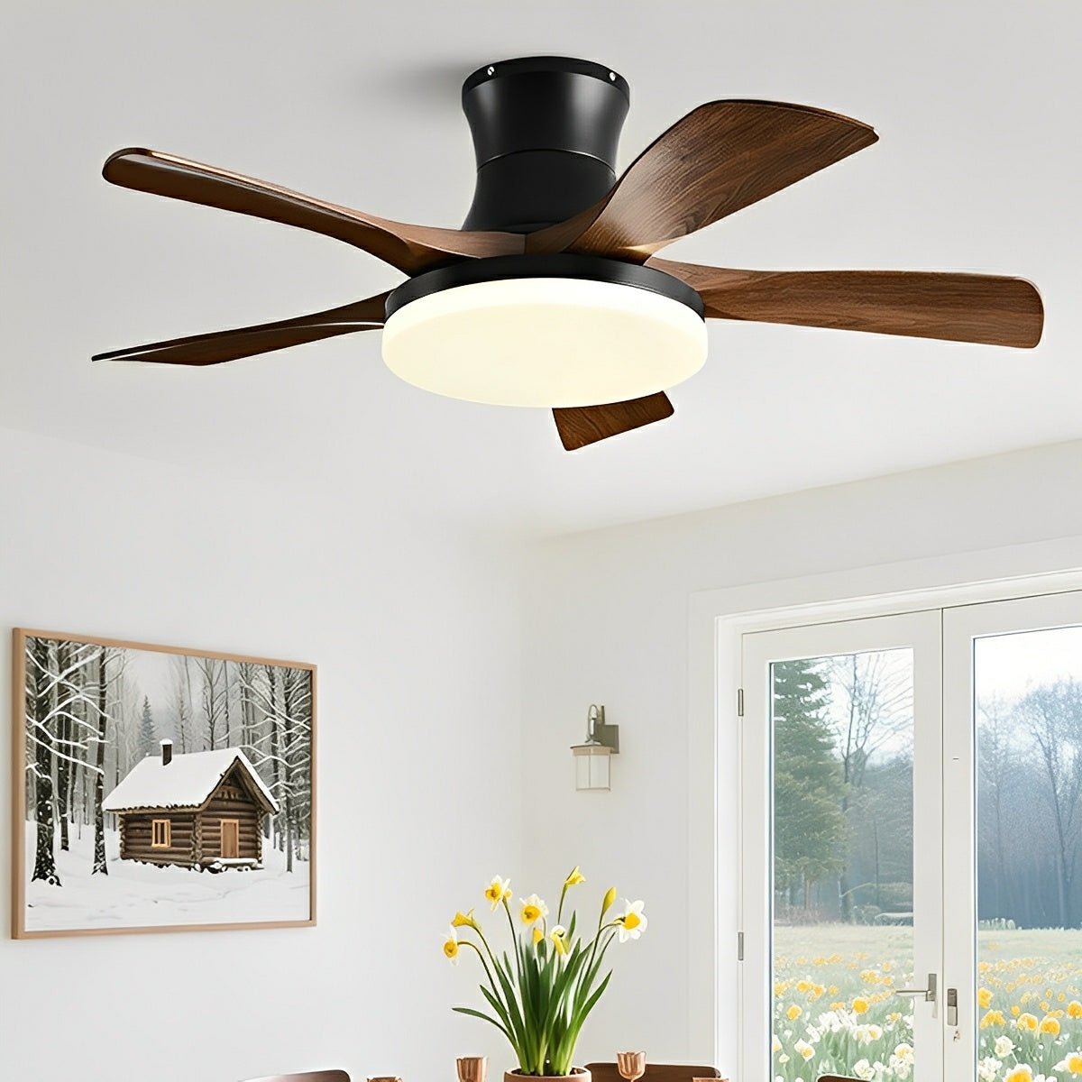 Ventilador de techo con luz Halvena en un comedor moderno – imagen 2
