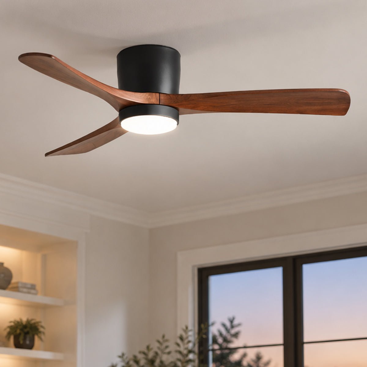 Ventilador de techo con luz Saucela en un salón nórdico – imagen 2