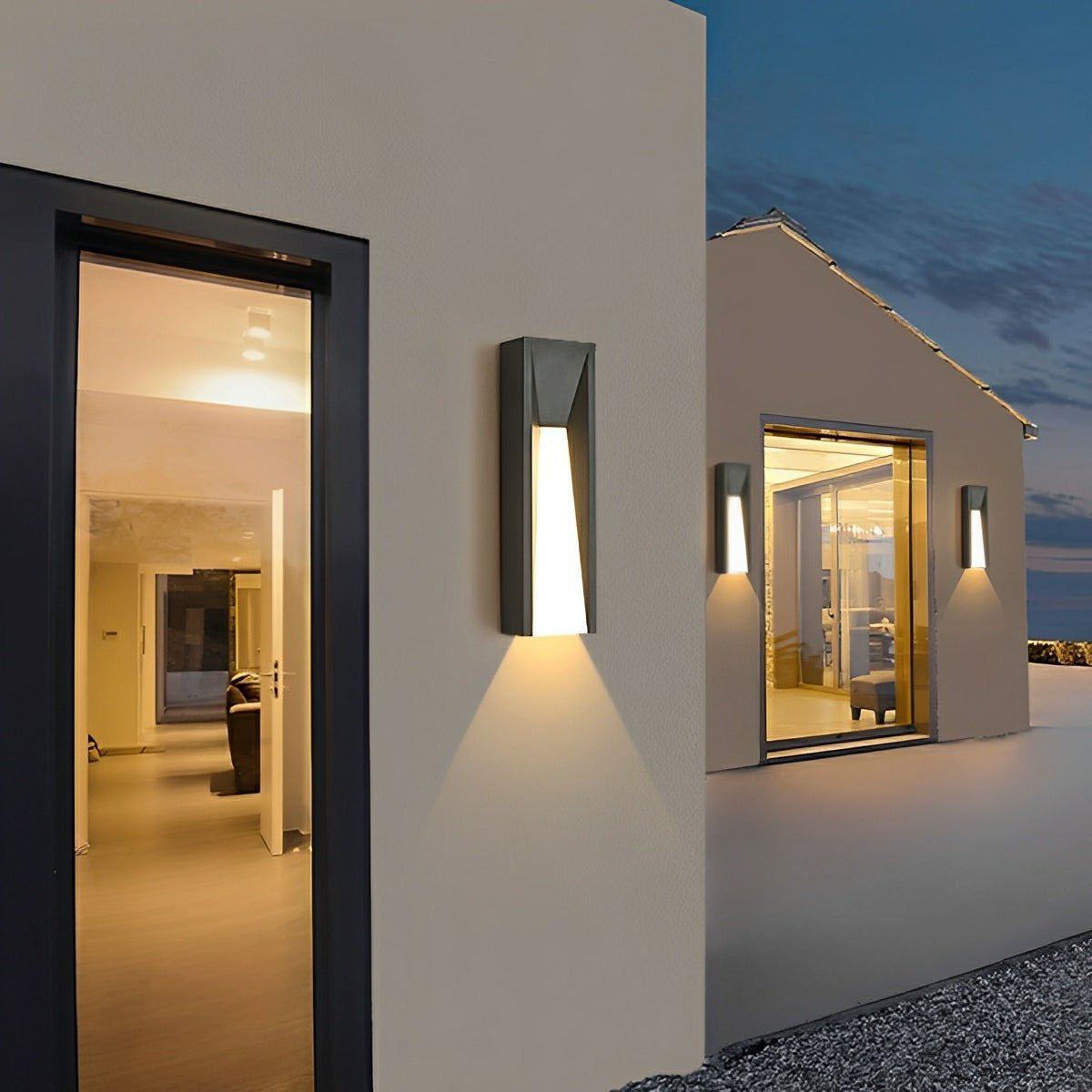 Aplique de pared exterior LED Nuarte en una fachada moderna – imagen 7