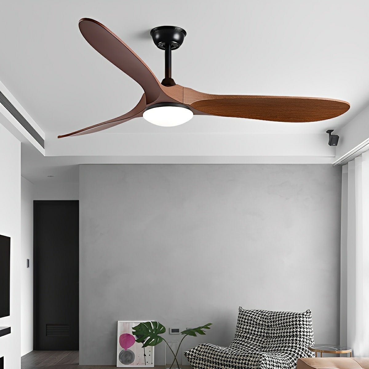Ventilador de techo con luz Aldena en un salón nórdico – imagen 6